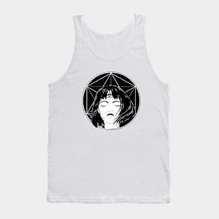 Anime girl Black sacred geometry design Tank Top